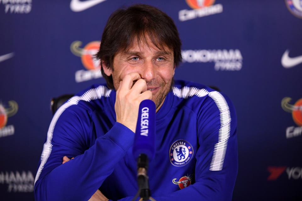 Antonio Conte during a recent Chelsea press conference.