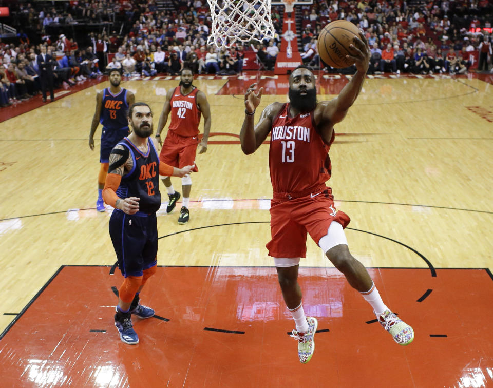 Rockets star James Harden is determined to win a second-consecutive MVP award this season. (AP/Eric Christian Smith)