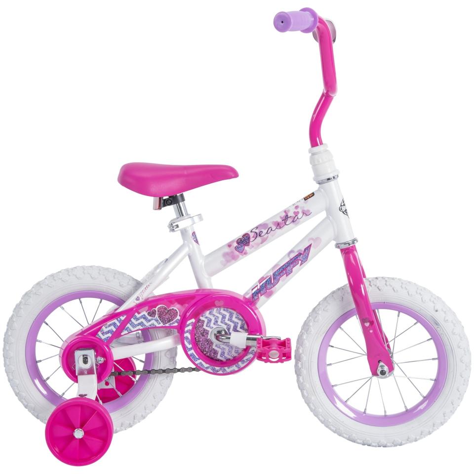 pink bike with training wheels