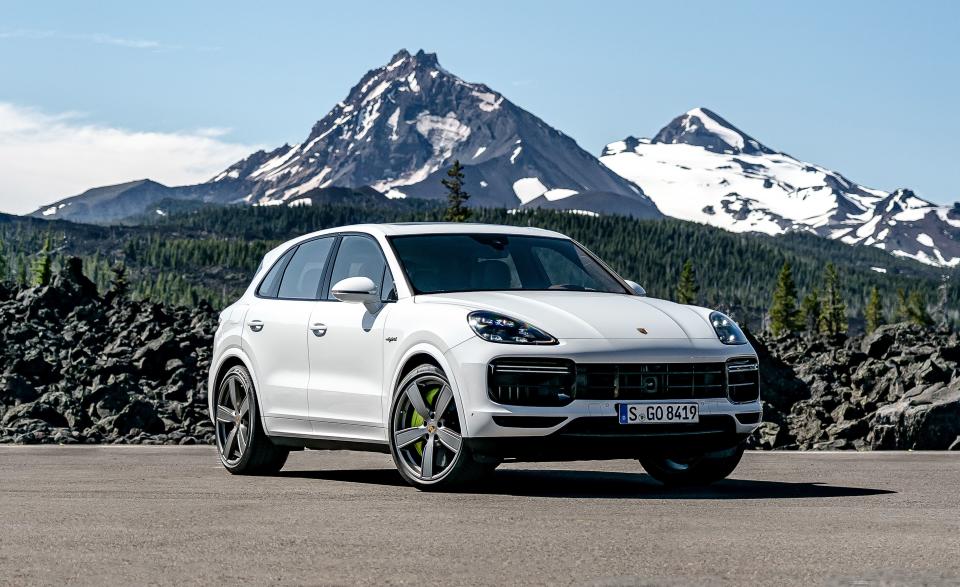 <p>The Porsche Cayenne Turbo S E-Hybrid rises to the top of the Cayenne lineup for 2020 with 670-hp plug-in hybrid drivetrain. Read the full story <a href="https://www.caranddriver.com/reviews/a28682139/2020-porsche-cayenne-turbo-s-e-hybrid-drive/" rel="nofollow noopener" target="_blank" data-ylk="slk:here;elm:context_link;itc:0;sec:content-canvas" class="link ">here</a>.</p>