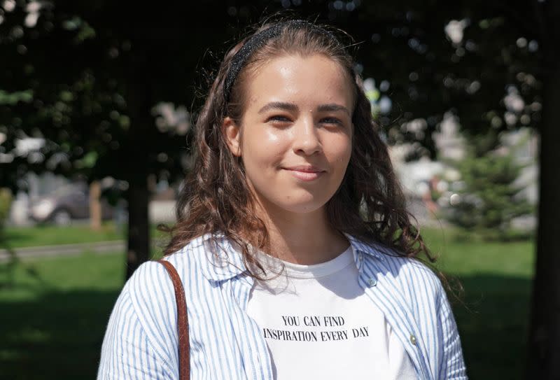 Student Iya Barsegyan poses for a picture in Moscow