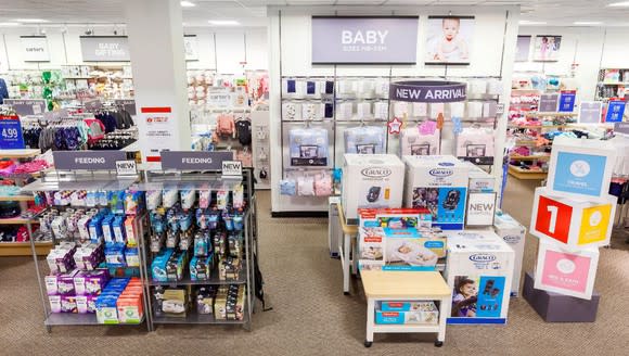 A J.C. Penney baby merchandise display