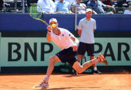 Tennis - Davis Cup - World Group Semi-Final - Croatia v United States - Sportski centar Visnjik, Zadar, Croatia - September 16, 2018 Sam Querrey of the U.S. in action during his match against Croatia's Marin Cilic REUTERS/Antonio Bronic