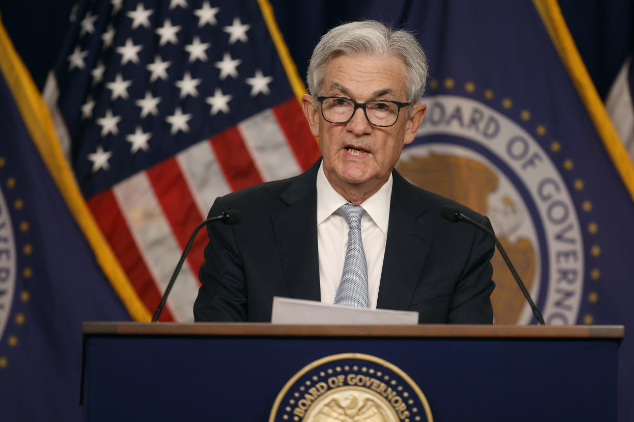 WASHINGTON, DC - NOVEMBER 02: U.S. Federal Reserve Bank Board Chairman Jerome Powell delivers opening remarks during a news conference following a meeting of the Federal Open Market Committee (FMOC) at the bank headquarters on November 02, 2022 in Washington, DC. In a move to fight inflation, Powell announced that the Federal Reserve is raising interest rates by three-quarters of a percentage point, the sixth interest rate increase this year and the fourth time in a row at rates this high. (Photo by Chip Somodevilla/Getty Images)