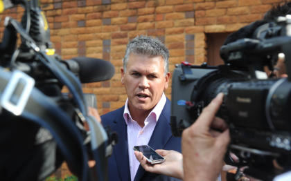 Peet van Zyl in 2013 after visiting Oscar Pistorius in jail. (AP)