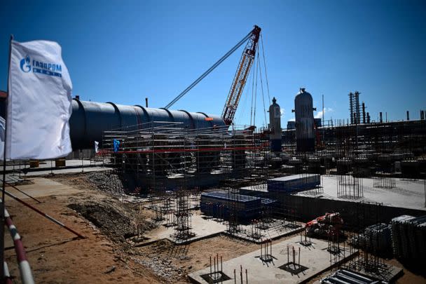 PHOTO: A general view shows a construction site of the new Euro+ complex at the Moscow Refinery owned by Russian oil company Gazprom Neft in Moscow, June 29, 2022. (Vladimir Astapkovich/Sputnik via AP)