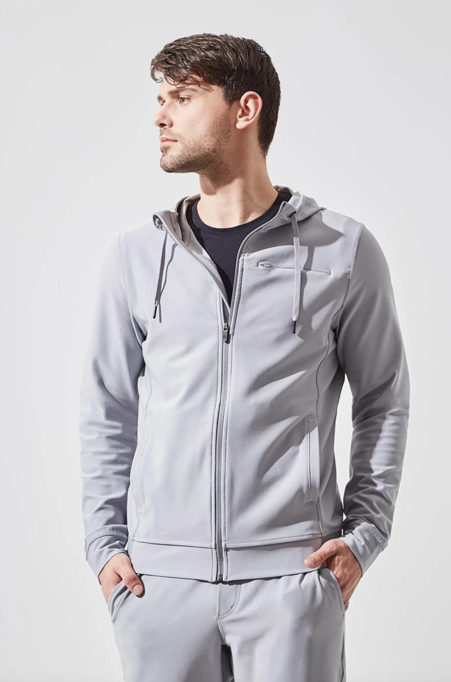 Resolve Recycled Polyester Front Zip Hoodie in Sleet (Photo via MPG)