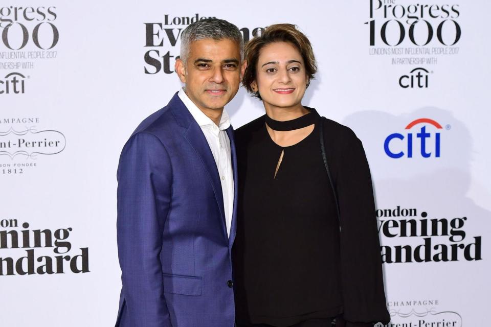 London Mayor Sadiq Khan and wife Saadiya Khan at the Evening Standard's Progress 1000 awards: PA