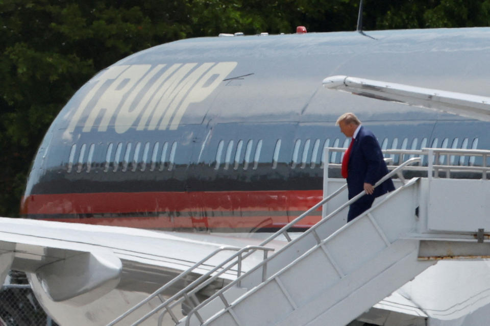 Trump arrives in Miami on Monday. (Marco Bello/Reuters)