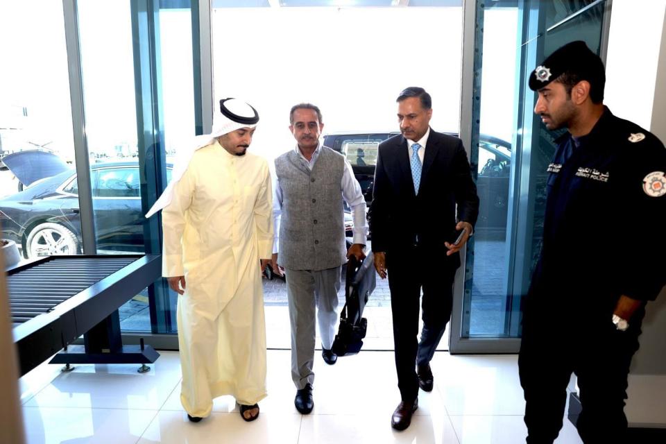 Kirti Vardhan Singh, a junior minister from India, arriving in Kuwait 