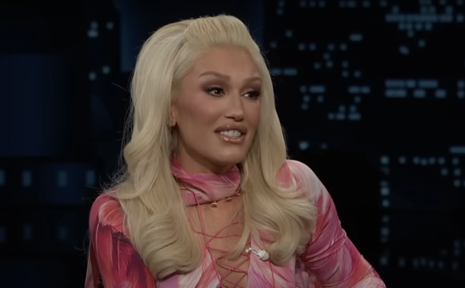 Person sitting in an interview setting, wearing a pink patterned top with a laced-up front