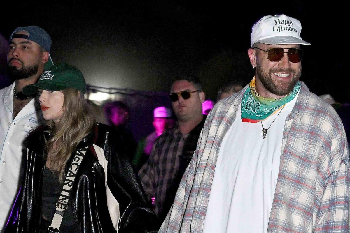 Taylor Swift shows her support for boyfriend Travis Kelce at Coachella while wearing a New Heights hat.