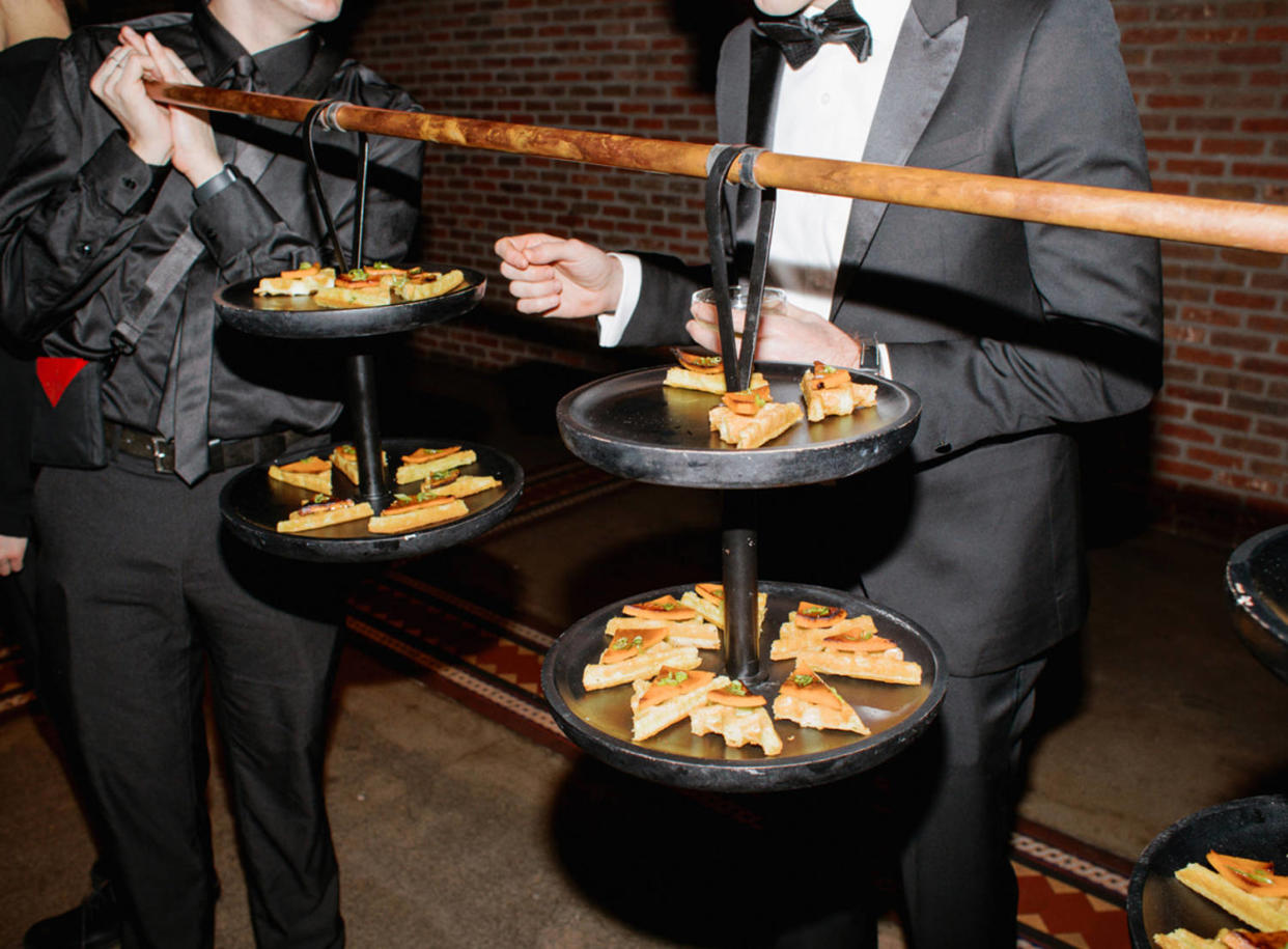 scallion pancakes shown at Chinese-Jewish wedding. (Kait Pena)