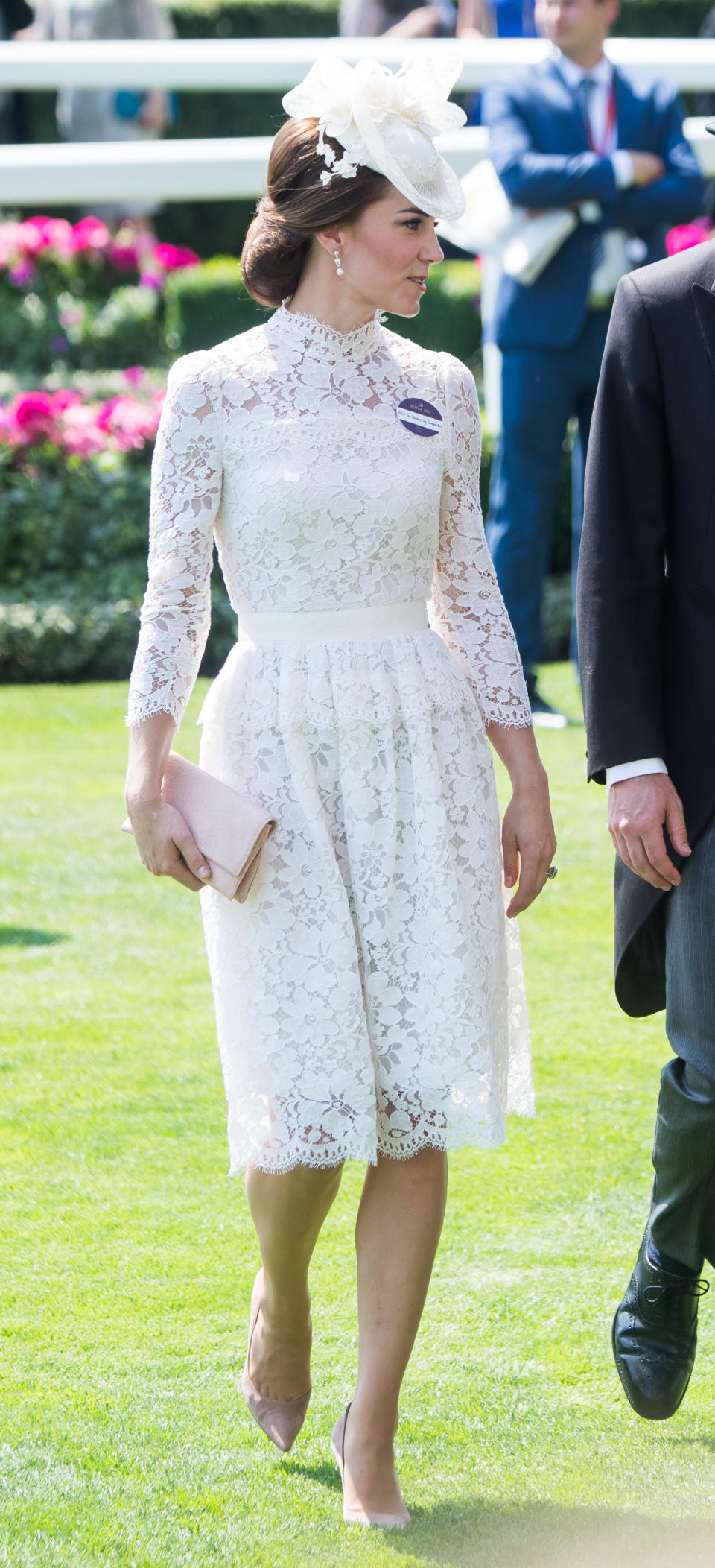 Middleton wore a similar lace dress by Alexander McQueen in 2017.