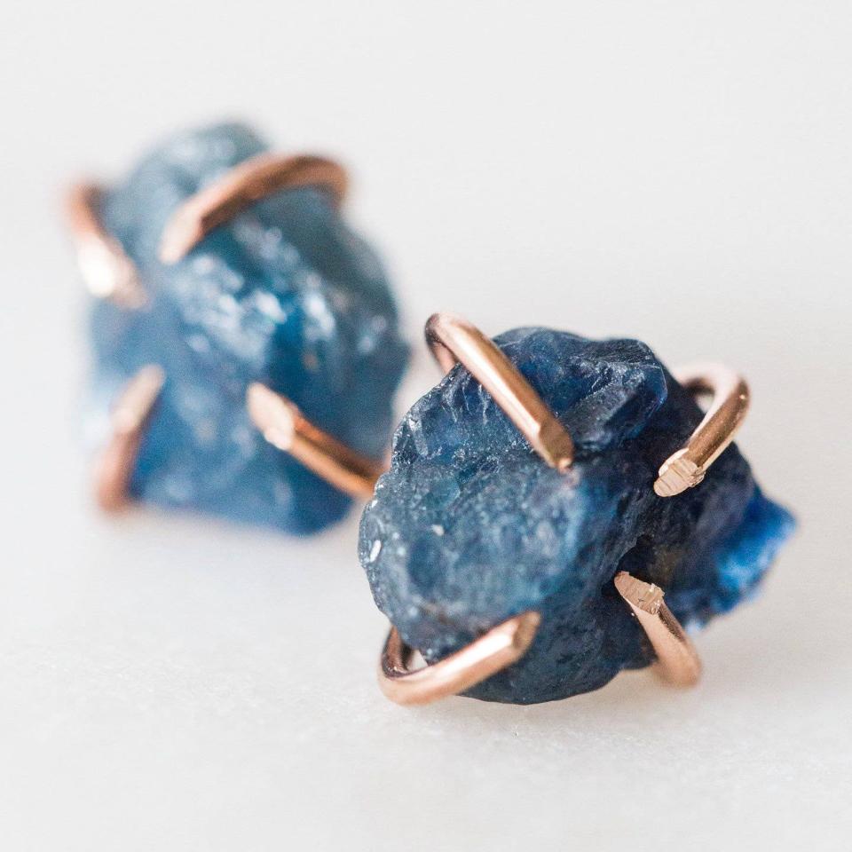 3) Raw Sapphire Earrings