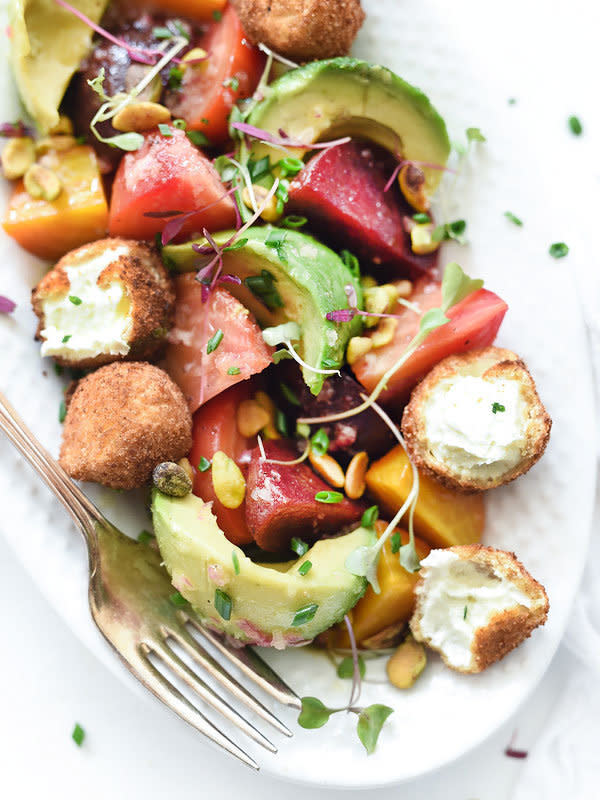 <strong>Get the <a href="http://www.foodiecrush.com/2015/04/beet-avocado-and-goat-cheese-salad/" target="_blank">Beet, Avocado and Fried Goat Cheese Salad recipe</a> from Foodie Crush</strong>