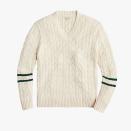 $118, J.Crew. <a href="https://www.jcrew.com/p/mens/categories/clothing/sweaters/pullover/heritage-cotton-cable-knit-v-neck-sweater/BN494?display=standard&fit=Classic&color_name=ivory-mountain-pine-str&colorProductCode=BN494" rel="nofollow noopener" target="_blank" data-ylk="slk:Get it now!;elm:context_link;itc:0" class="link ">Get it now!</a>