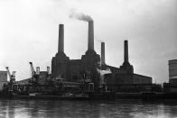 FILE - In this Feb. 12, 1974 file photo, Battersea Power Station on the south side of the River Thames in London, during the miners strike that saw the then prime minister, Edward Heath, impose a three-day working week. It was one of the great postwar crises in Britain, the latest of which relates to its ongoing struggle to leave the European Union. (AP Photo/Laurence Harris, File)