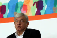 FILE PHOTO: Mexico's president-elect Andres Manuel Lopez Obrador looks on while listening to relatives of missing persons in Mexico City, Mexico September 14, 2018. REUTERS/Violeta Schmidt/File Photo