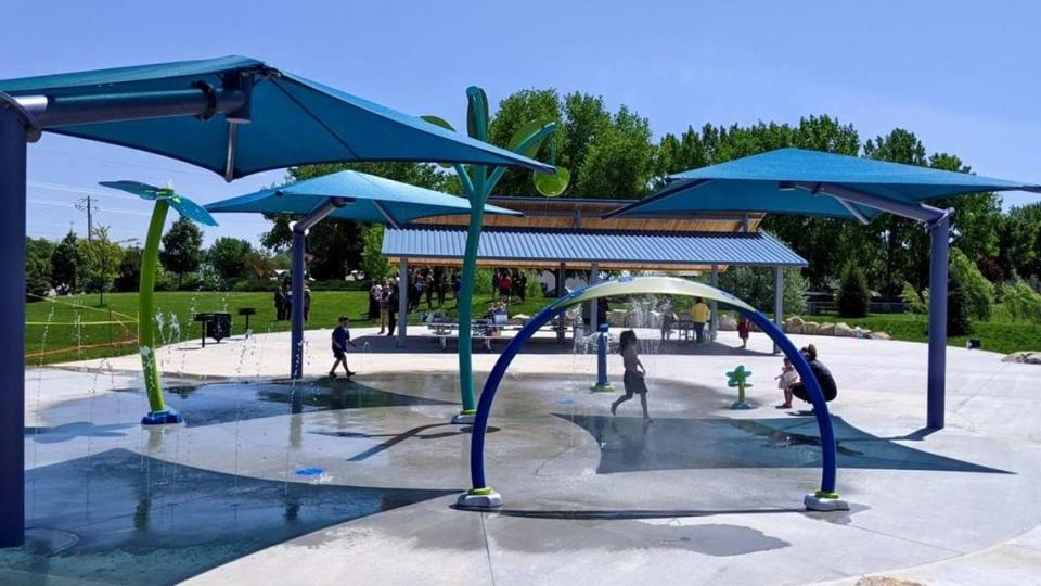 Kids play in the new splash pad at Molenaar Park. City of Boise
