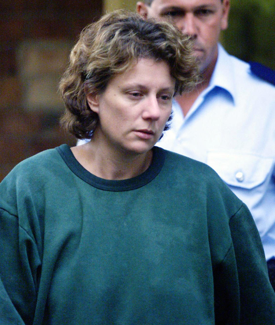 Kathleen Folbigg leaving Maitland Court after being refused bail, on March 22, 2004. (Anita Jones / Fairfax Media via Getty Images file )