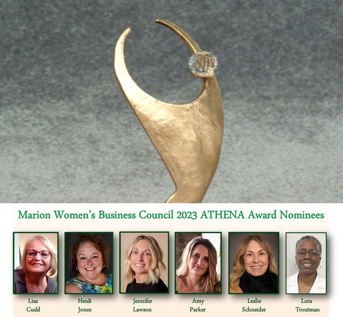The Marion Women's Business Council's Athena Award luncheon is scheduled for Monday, March 13 at The Barn at All Occasions in Waldo. This year's nominees are Lisa Cudd, Heidi Jones, Jennifer Decker Lawson, Amy Orr Parker, Leslie Schneider, and Lora Troutman.