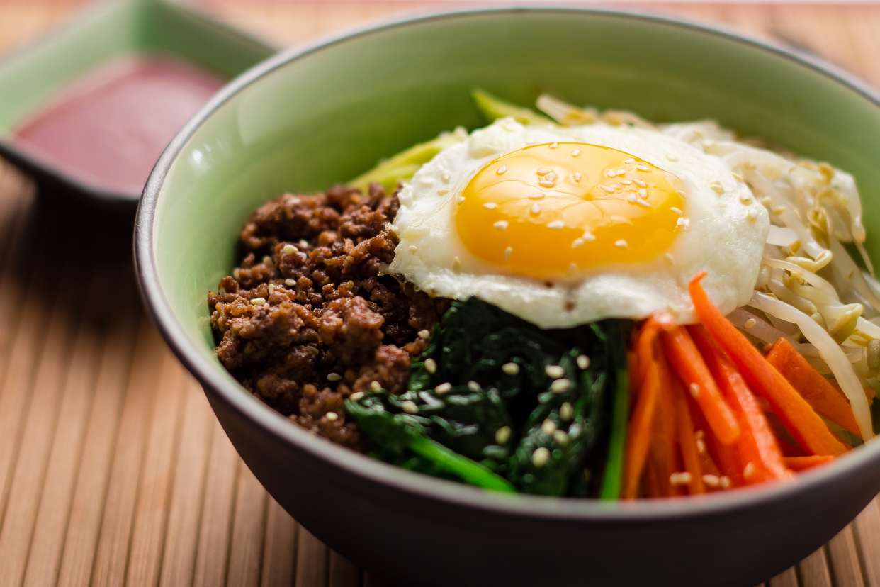 Bowl of Korean food 