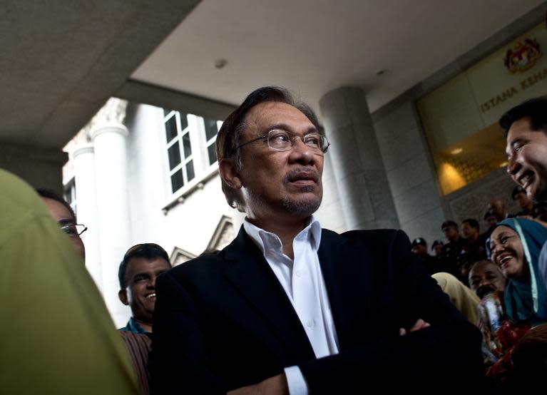 Malaysian opposition leader Anwar Ibrahim in Putrajaya, outside Kuala Lumpur on March 7, 2014