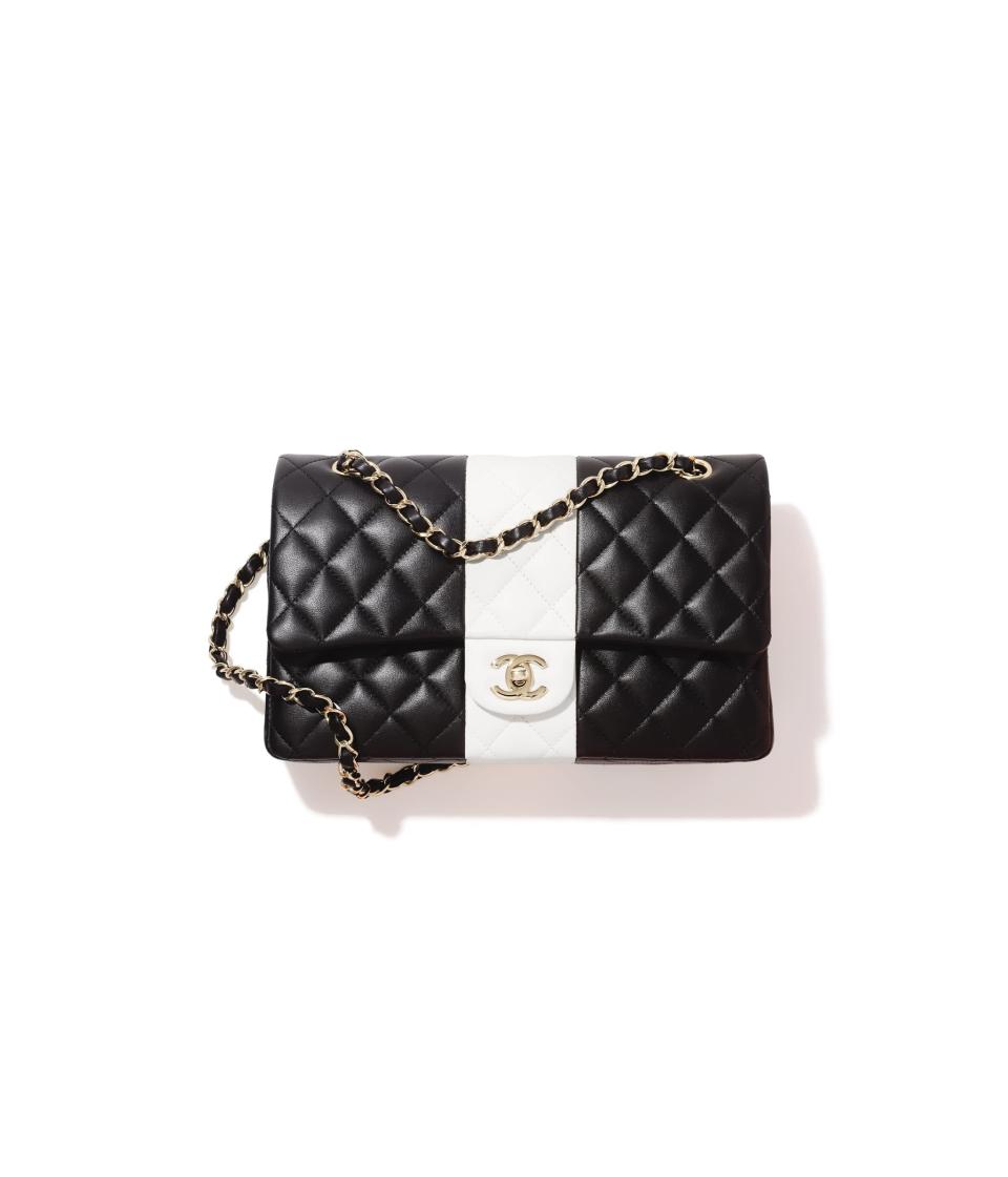 <p>A playful twist on a forever classic, this black and white Chanel is already in high demand ($7,800), available at select Chanel Boutiques.</p>