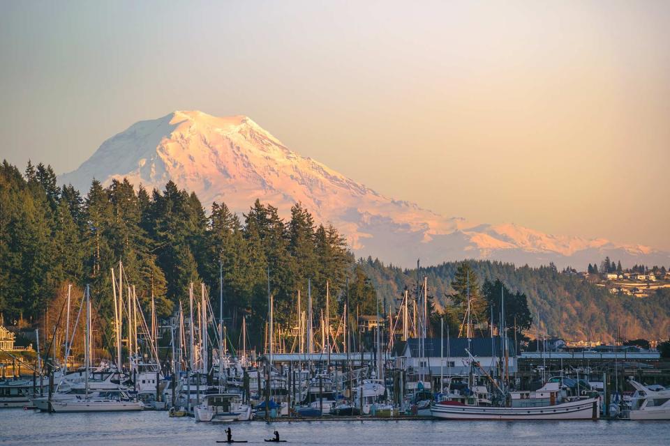 Mount Rainier in the background at Gig Harbor, Washington