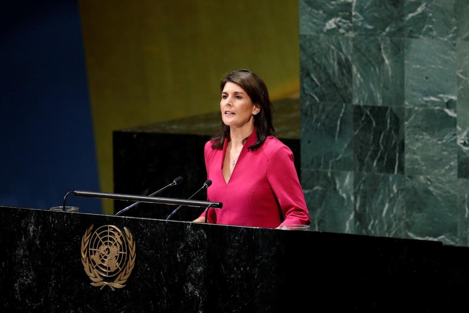 Outgoing United Nations Ambassador Nikki Haley said she has tried to disregard President Donald Trump's comments on Twitter. (Photo: Anadolu Agency via Getty Images)