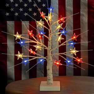 Mosoan 18 Inch 4th of July Patriotic Decorations Tree Light