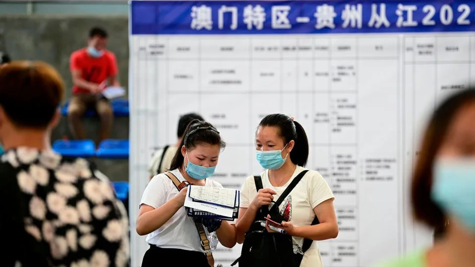 A job fair in Congjiang, China, on August 20, 2020.  - Stringer/AFP/Getty Images