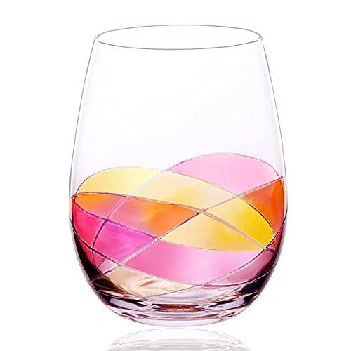 15) Hand Painted Stemless Wine Glass