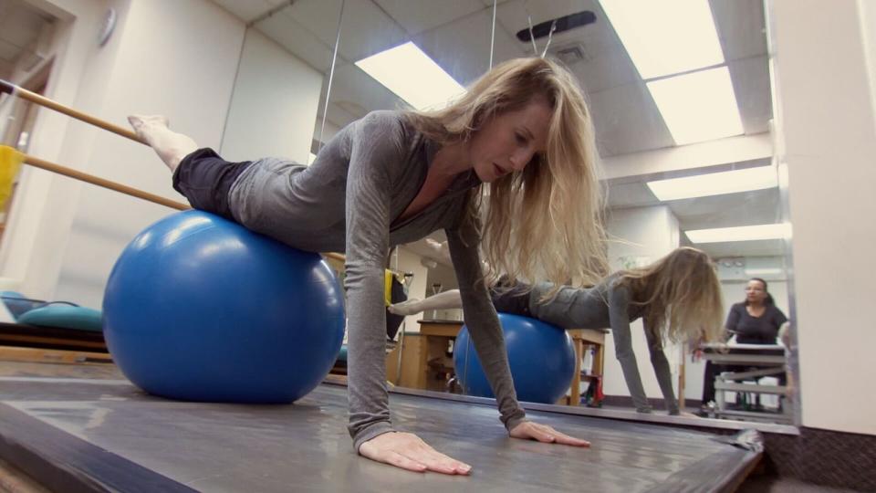 Whelan in post-surgery physical therapy, in a still from "Wendy Whelan: Restless Creature." (Photo: Got The Shot Films)