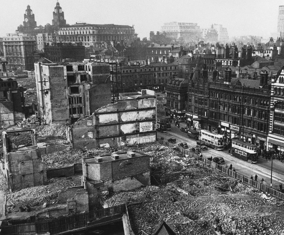 The ruins of Germany's bombing of Liverpool, England, photographed Sept. 22, 1942.