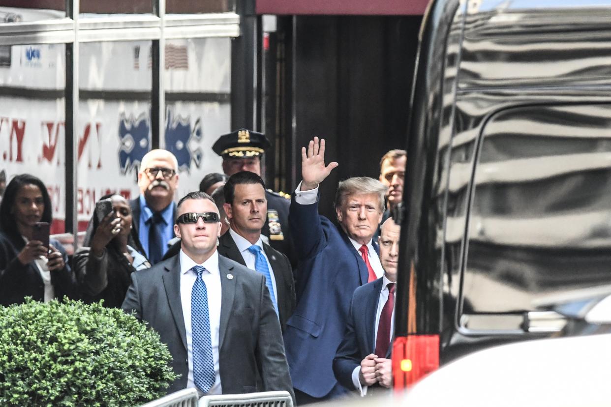 Former U.S. President Donald Trump departs from Trump Tower on April 14, 2023 in New York City (Getty Images)