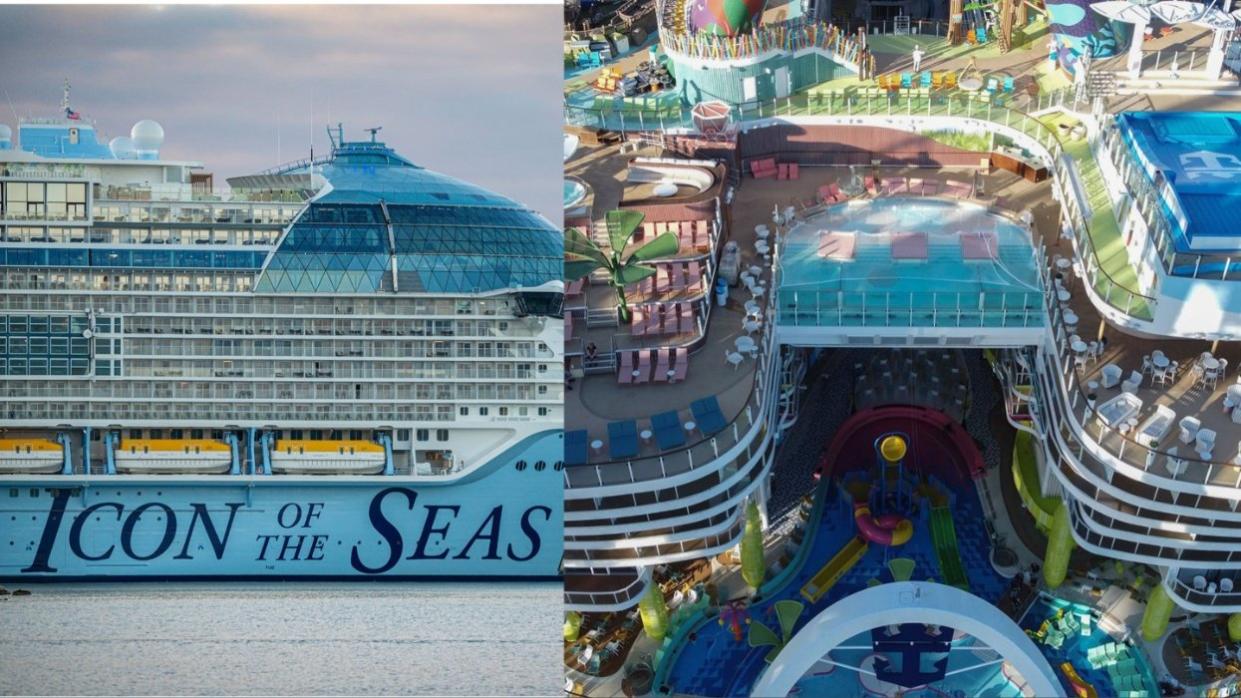 The world's largest cruise ship, Icon of the Seas, prepares to set sail on its maiden voyage in January 2024