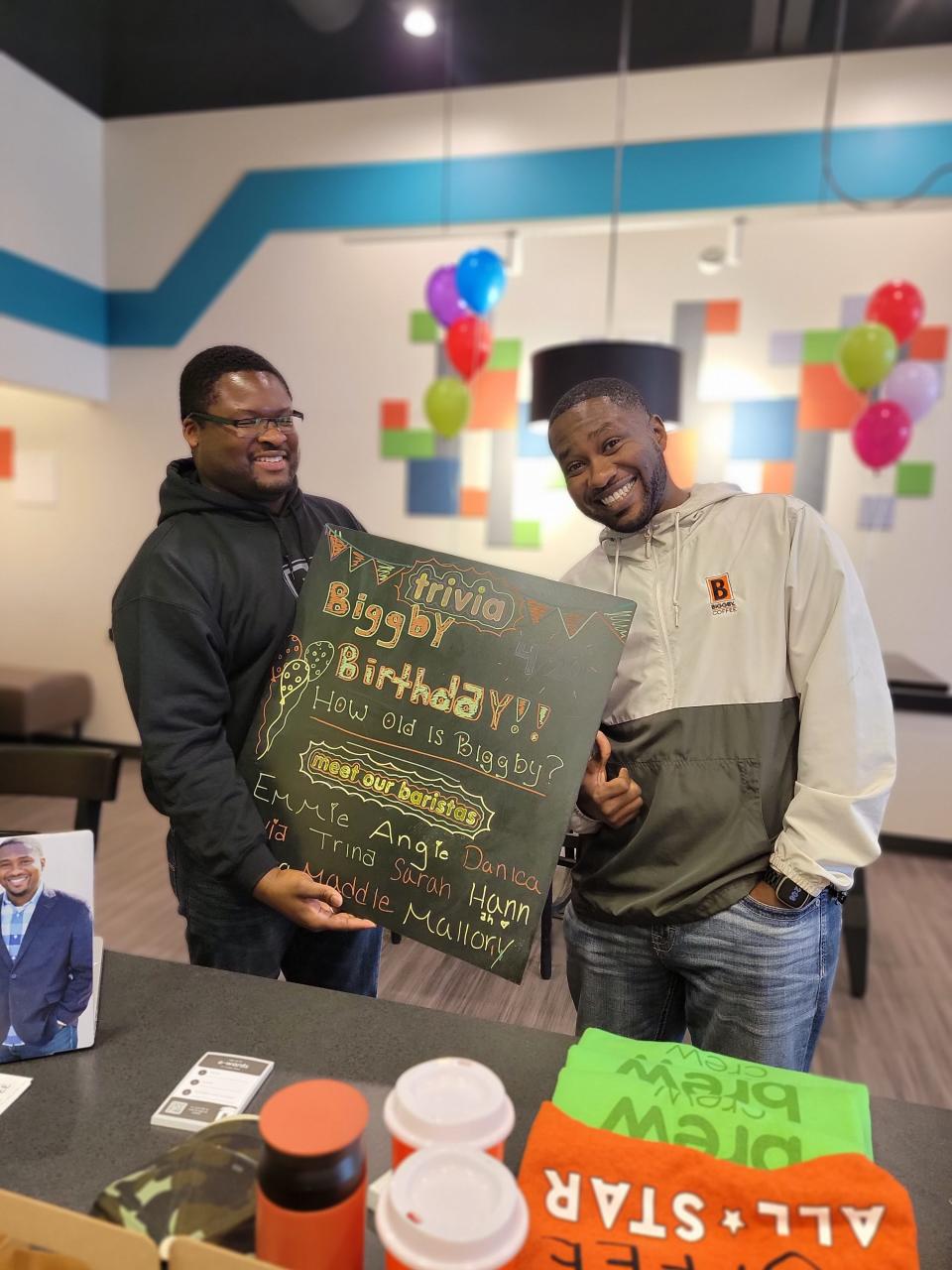 A little over a year after opening their Franklin location, Curtis Grace (left) and Keith Washington are looking to open a second Biggby location in Cudahy.