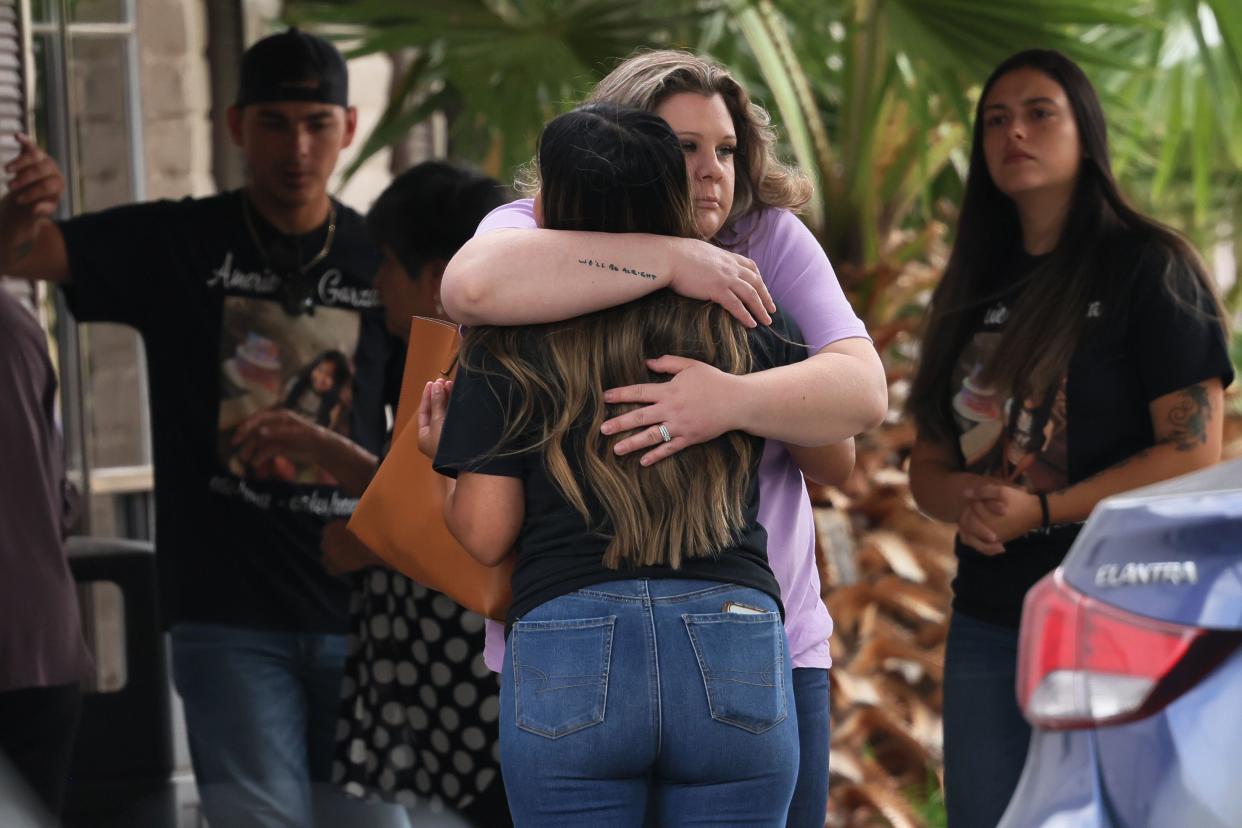 People arrive to pay their respects during visitation for Amerie Jo Garza at Hillcrest Memorial Funeral Home on May 30, 2022 in Uvalde, Texas. 