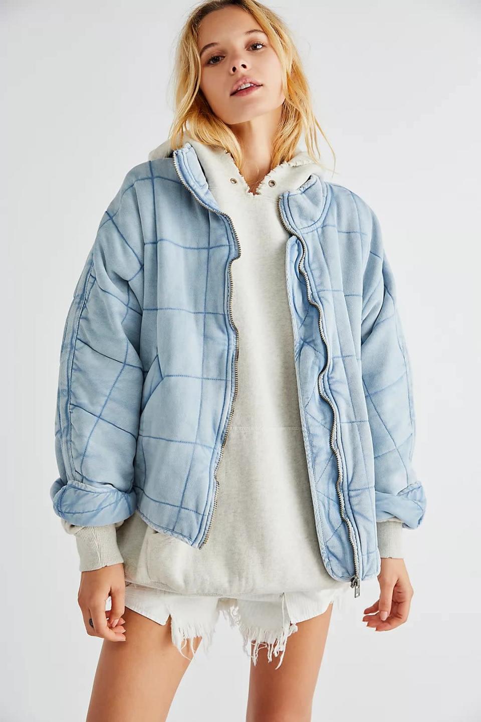 <p>We're obsessed with the color of this <span>Free People Dolman Quilted Knit Jacket</span> ($198). It looks great layered with different shades of blue or white.</p>