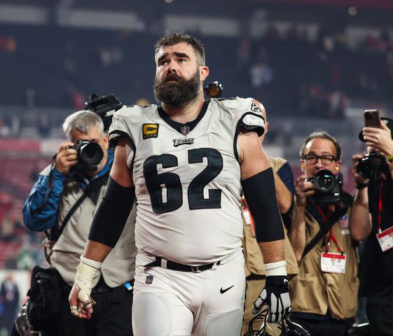 <p>Perry Knotts/Getty</p> Jason Kelce photographed in Tampa, Florida on Jan. 15, 2024