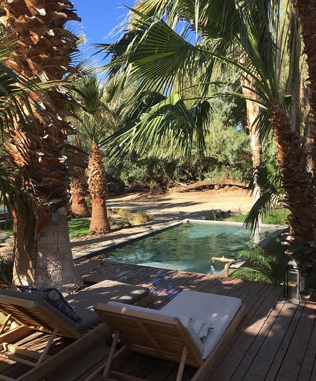 One of the hidden pools where you can soak in the mineral-rich hot springs at Two Bunch Palms day spa. Photo: Erin Van Der Meer