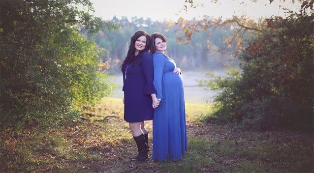 Couple Cody and Kayla Jones were over the moon to learn grandma Patty Resecker was pregnant with their baby. Source: Creating Baby Jones/Facebook