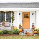 <p>Let your neighbors know how excited you are for the season with a <a href="https://www.countryliving.com/home-design/decorating-ideas/g2621/fall-porch-decorating/" rel="nofollow noopener" target="_blank" data-ylk="slk:front porch curb appeal;elm:context_link;itc:0;sec:content-canvas" class="link ">front porch curb appeal</a> using all the festive fall decor—pumpkins, mums, a <a href="https://www.countryliving.com/diy-crafts/g1988/fall-craft-projects/" rel="nofollow noopener" target="_blank" data-ylk="slk:pretty fall wreath;elm:context_link;itc:0;sec:content-canvas" class="link ">pretty fall wreath</a>, and vintage finds. It will make the perfect backdrop for your family Instagram photos.</p>