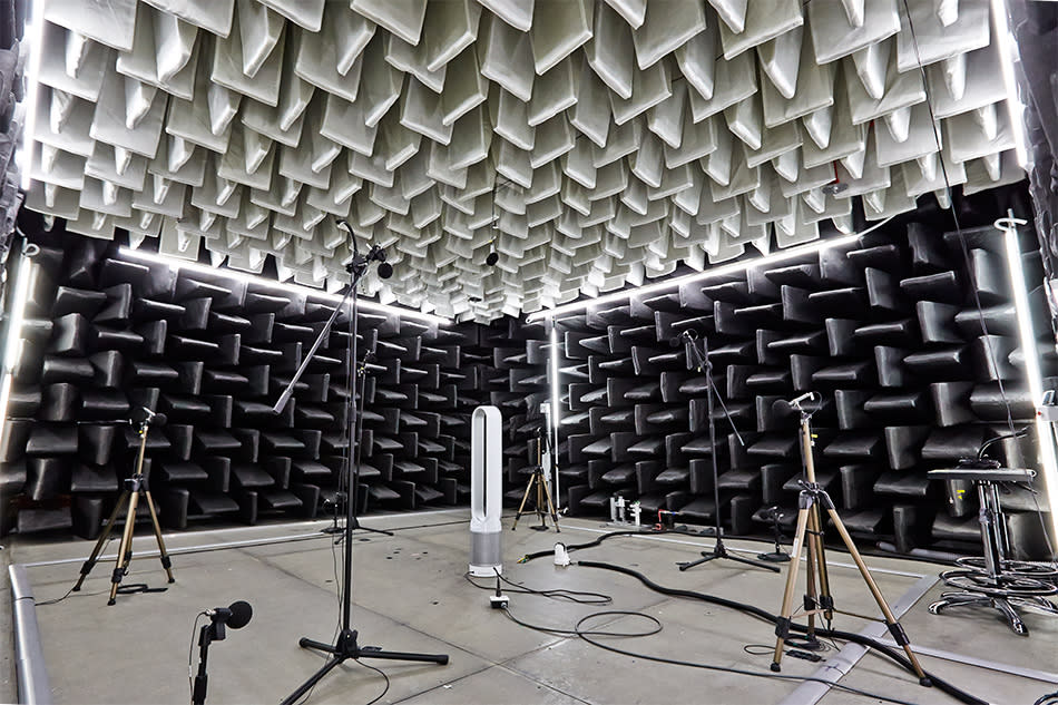 Sound levels are tested in an semi-anechoic chamber, which is built to minimize echoes and outside sound. Photograph by Darren Chang. Art direction by Ken Koh.