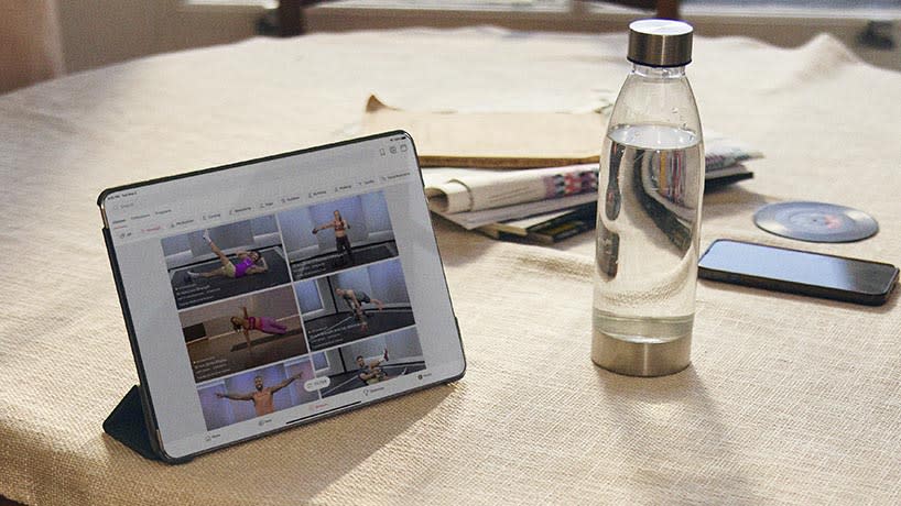 a photo of the Peloton app on an iPad