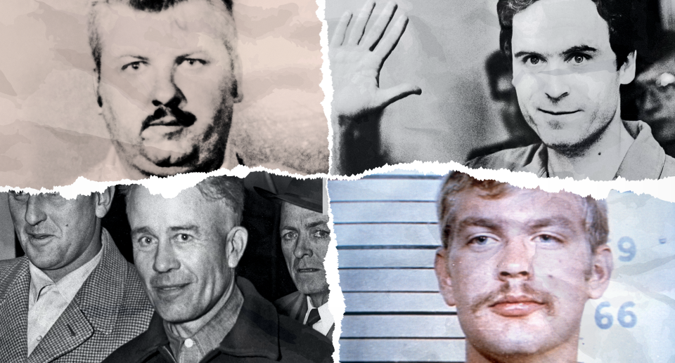 From the top left: John Wayne Gacy, Ted Bundy, Ed Gein and Jeffrey Dahmer