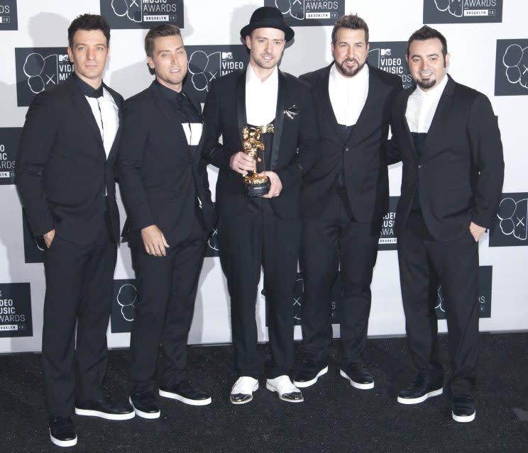 The members of NSync, pictured here at the 2013 MTV Video Music Awards, were back together on Aug. 8. (Photo: Getty Images)