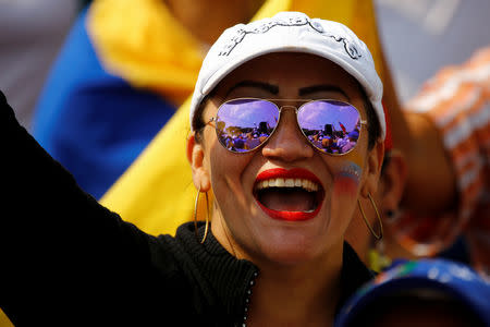 A woman shouts as she takes part in a rally to commemorate the Day of the Youth and to protest against Venezuelan President Nicolas Maduro's government in Urena, Venezuela February 12, 2019. REUTERS/Marco Bello